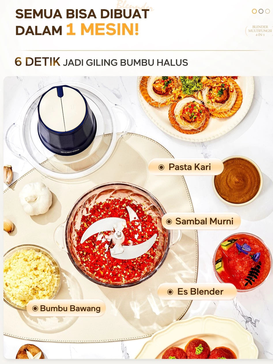 ecentio penggiling daging blender 2L chopper daging dan bumbu 6 Pisau blender mpasi bayi peralatan dapur chopper choper blender bumbu