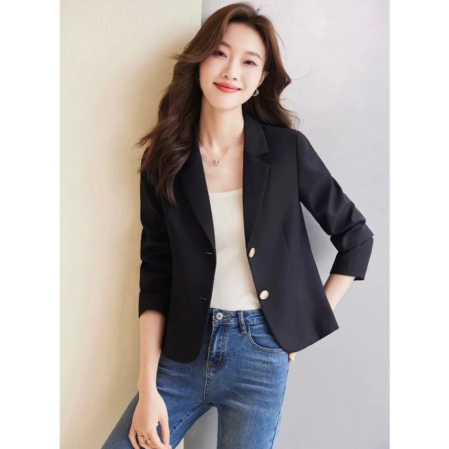 EMITA BLOOM blazer hitam polos fit body wanita kekinian panjang premium elegant korean style oversize jumbo terbaru 2026 baju outer