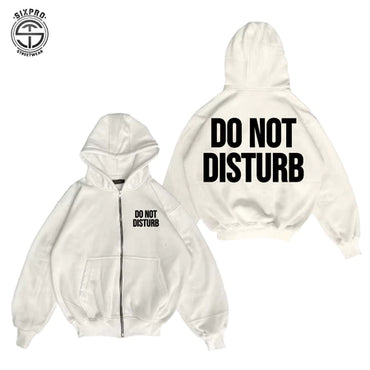 SIXPRO - Jaket Sweater Hoodie Boxy Zipper Do Not Disturb Black Self Control Unisex Oversize