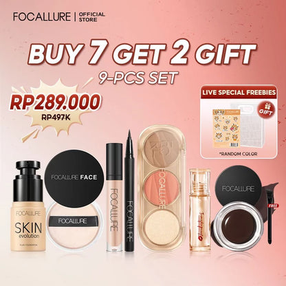 [Hot Bundle]FOCALLURE Makeup Set 3/5/7PCS Bundle Lip tint Eyeshadow Foundation Eyeliner Blush Powder Mascara