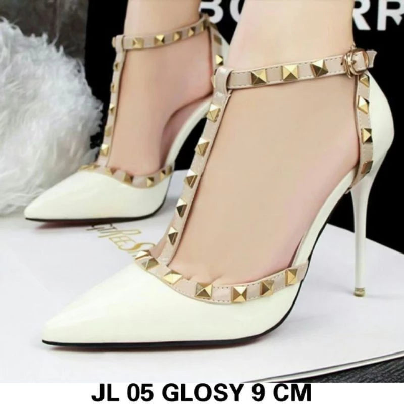 Jual High Heels Stap Melton hitam Diskon
