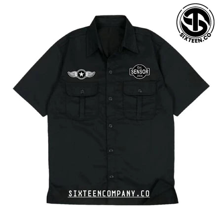 SIXPRO - Kemeja Pria Workshirt Sensor System Kemeja Casual Lengan Pendek Full Bordir Original