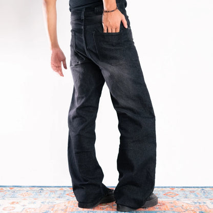 BOZRVK BAGGY JEANS - Celana Jeans Baggy Skena Wide Legs Loos Fit -Celana Gombrong - Baggy Pants - Nubie Black Series