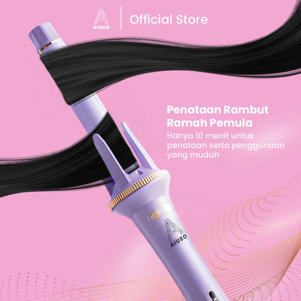 AIUEO Catokan Rambut Rose 168 Catok Keriting Rambut Otomatis Plat Keramik Warna Ungu