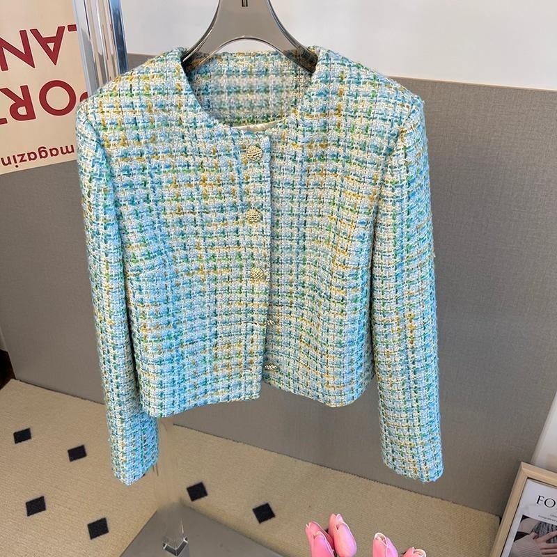 EMITA BLOOM baju atasan outer pesta pink soft crop top lengan panjang kondangan simple elegan wanita kekinian korean style tweed