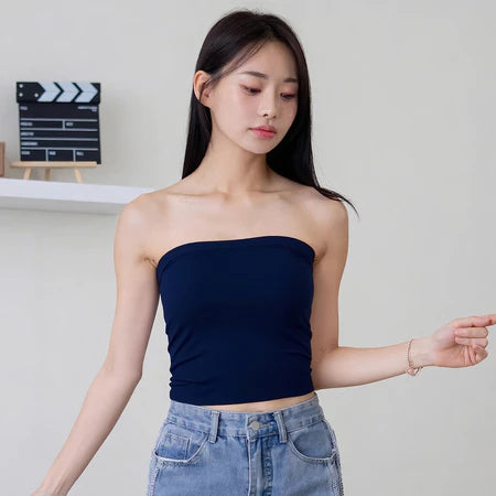 NZINGA Long Tube l Atasan Wanita Tanpa Lengan Strapless - Tube Top Polos Body Fit | All dan Big