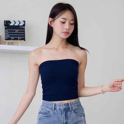 NZINGA Long Tube l Atasan Wanita Tanpa Lengan Strapless - Tube Top Polos Body Fit | All dan Big