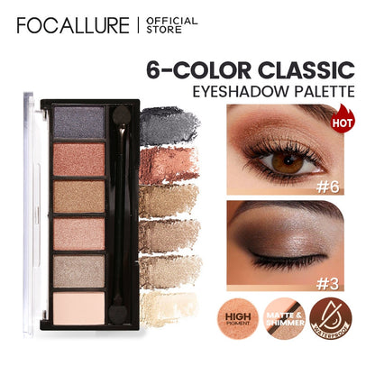 FOCALLURE 6 Colors Nude/Smoky Eyeshadow Palette