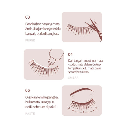 MLEN DIARY Bulu Mata Capacity 4 Pairs Contains Glue DIY bulu mata eyelash extension 1 paket Bulu Mata Palsu + lem Makeup Korea
