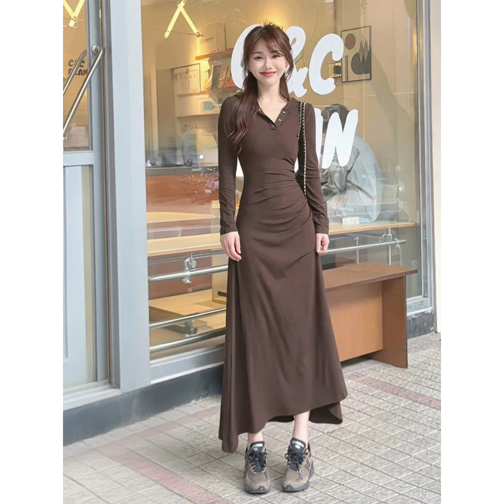 YIMITA midi dress korean style formal simple elegan wanita kekinian pantai press body terbaru 2026 casual plus size lebaran