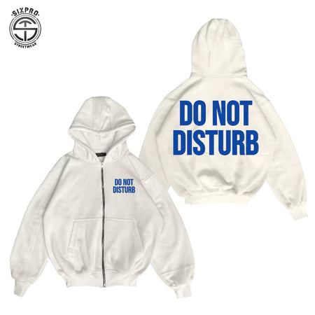SIXPRO - Jaket Sweater Hoodie Boxy Zipper Do Not Disturb Black Self Control Unisex Oversize
