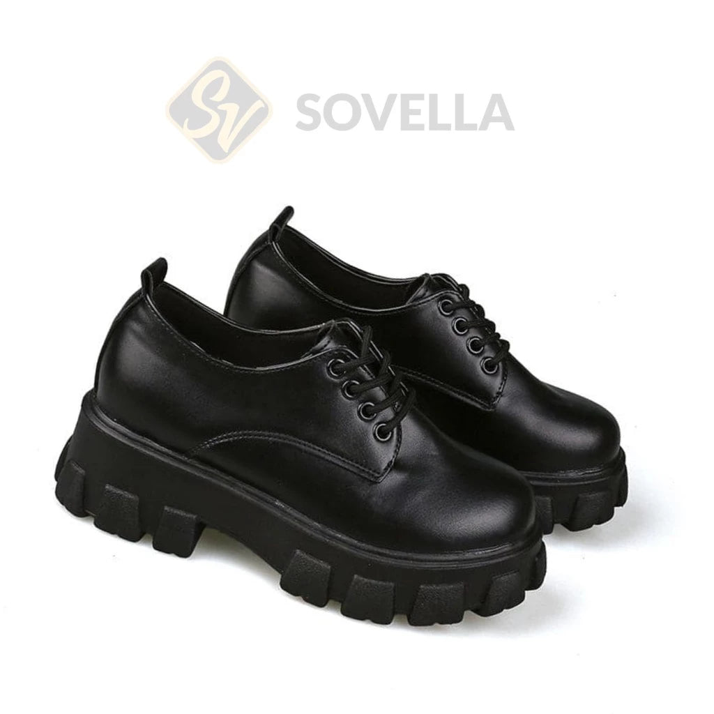 SOVELLA Thalia Sepatu Boots Kerja Wanita Hitam Putih