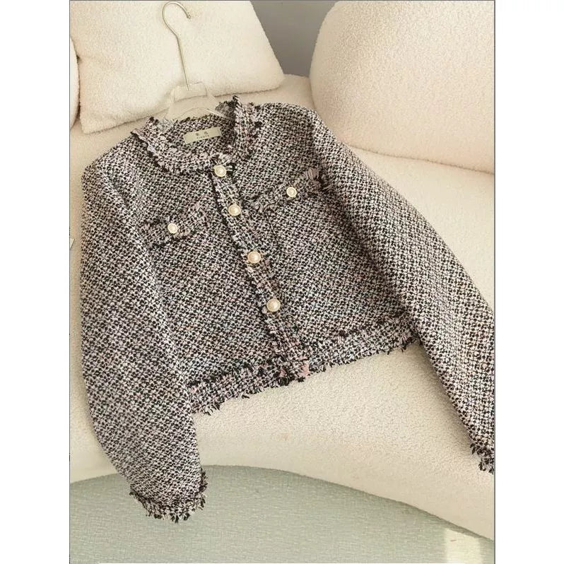 EMITA BLOOM spring outer biru kondangan wanita kekinian lengan panjang korean style lebaran 2026 tweed blazer batik wanita premium