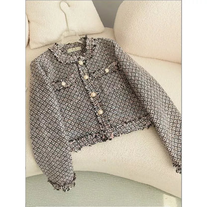 EMITA BLOOM spring outer biru kondangan wanita kekinian lengan panjang korean style lebaran 2026 tweed blazer batik wanita premium