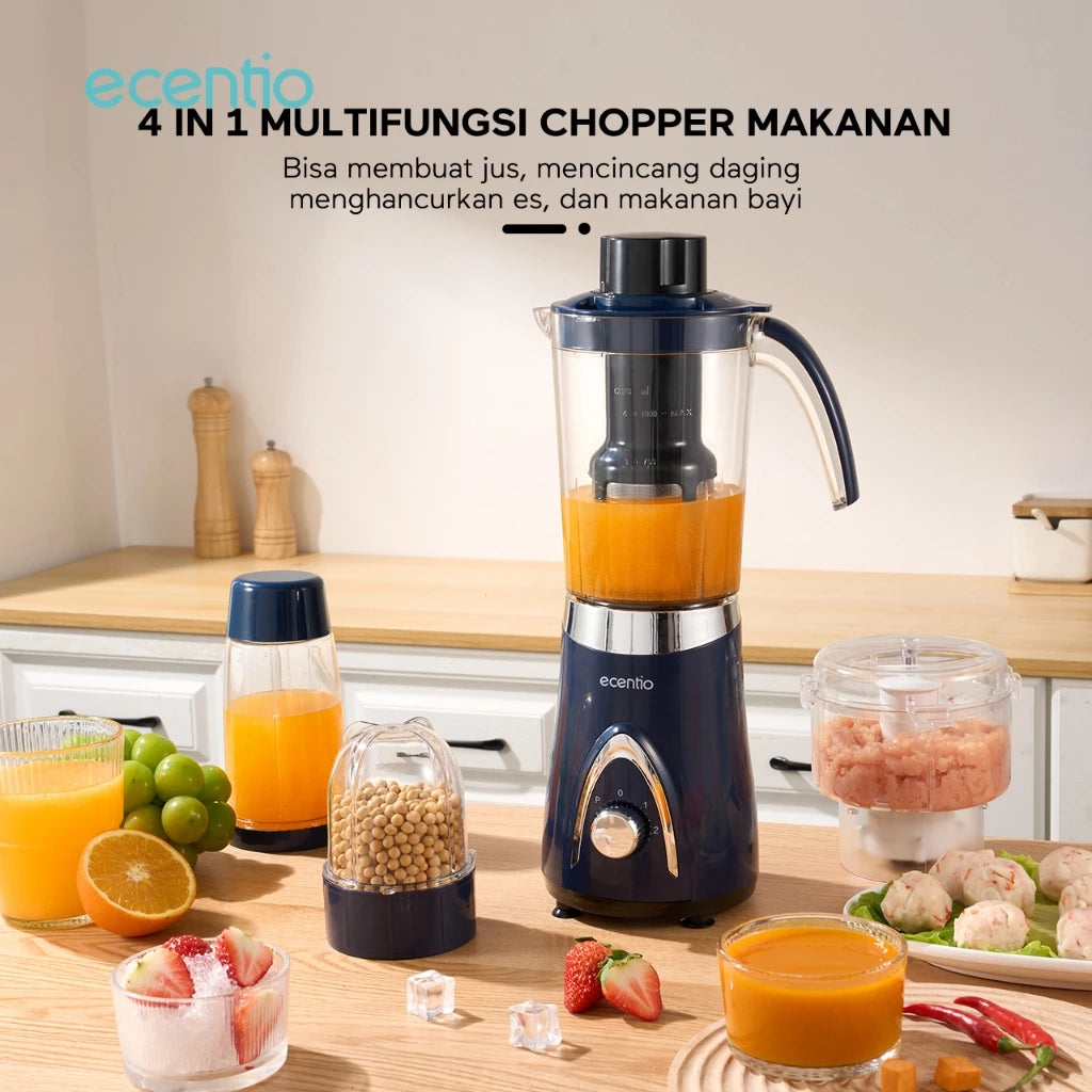 ecentio 5 In 1 Chopper Blender 1000ml+500ml+500ml+300ml juicer blender Bumbu Alat 304 stainless steel Penggiling daging Food