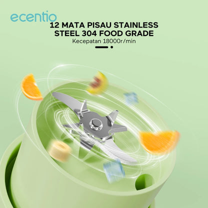 ecentio Juicer Mini portable Blender 12 mata pisau Pembuat Jus Juicer Chopper kecil kapsul buah tanpa ampas