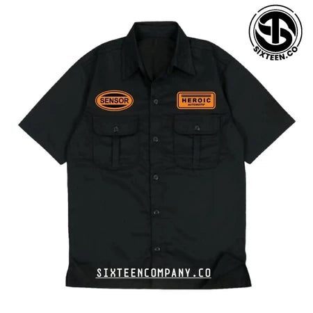 SIXPRO - Kemeja Pria Workshirt Sensor System Kemeja Casual Lengan Pendek Full Bordir Original