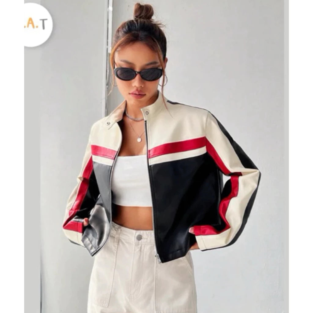 Jaket Kulit wanita dan pria cropped 3 colors streetwear daily use