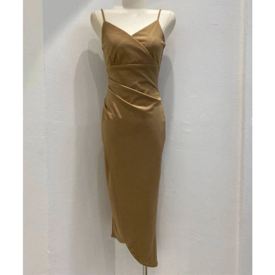 EMITA BLOOM baju dress brown backless pantai wanita ketat kondangan simple elegan kekinian korean style gaun pesta mewah elegan