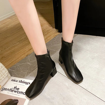 Boots Kulit Wanita Modern Fashion Casual Korean Style Terbaru - 0306
