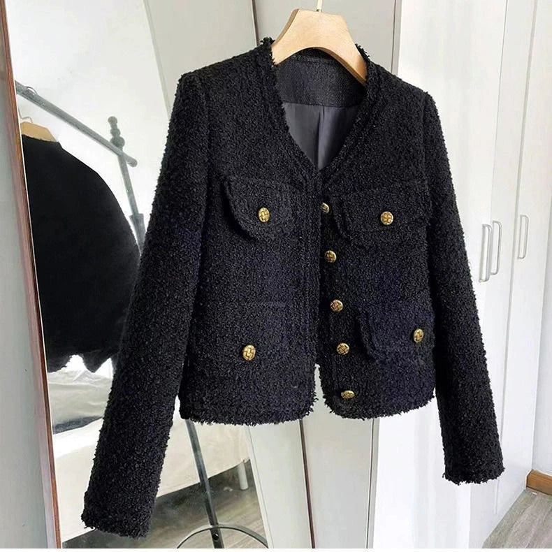 EMITA bloom tweed blazer wanita kekinian korean style jumbo terbaru 2026 baju atasan spring outer crop top lengan panjang wanita