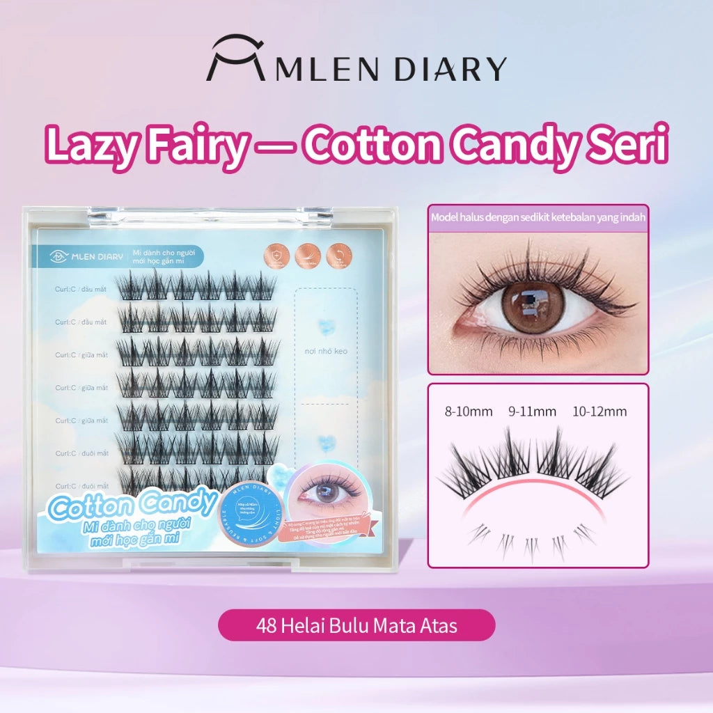 MLEN DIARY Bulu Mata Palsu Cotton Candy Seri Natural Simulasi Iblis Murni Liar Riasan Mata Bulu Mata Peri bulu mata eyelash extension
