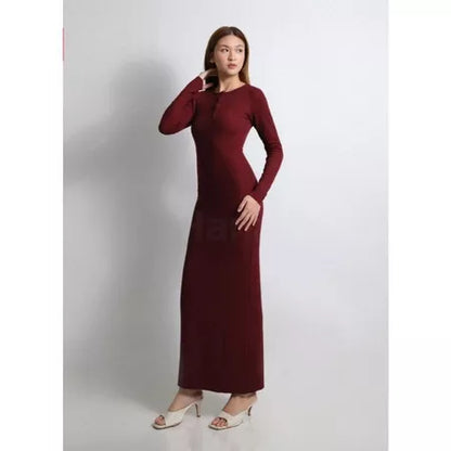 TERLARIS Dress Arisha | Arisha Casual Long Dress Wanita Knit Kancing Korean Style / Dress press bodycon / Dress pantai KNIT RIB