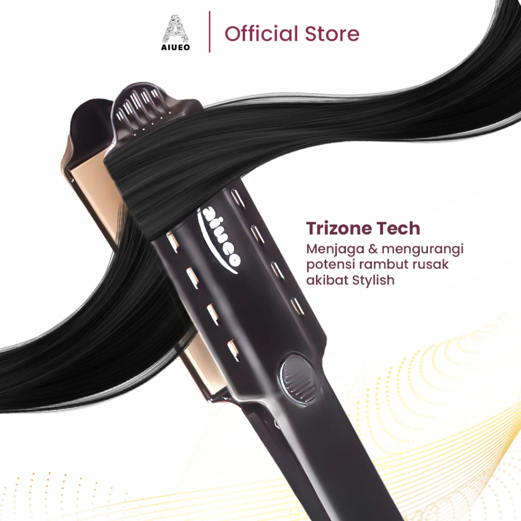 AIUEO Catokan Rambut Berli 8099 Catok Rambut Meluruskan Blow Keriting 3 in1 - Warna Hitam