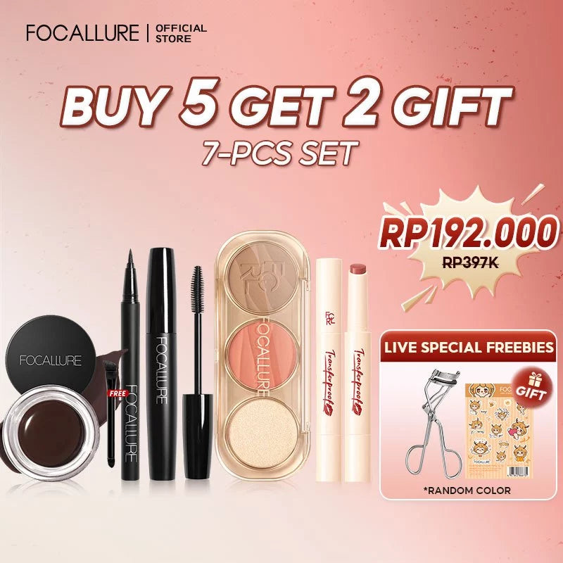 [Hot Bundle]FOCALLURE Makeup Set 3/5/7PCS Bundle Lip tint Eyeshadow Foundation Eyeliner Blush Powder Mascara