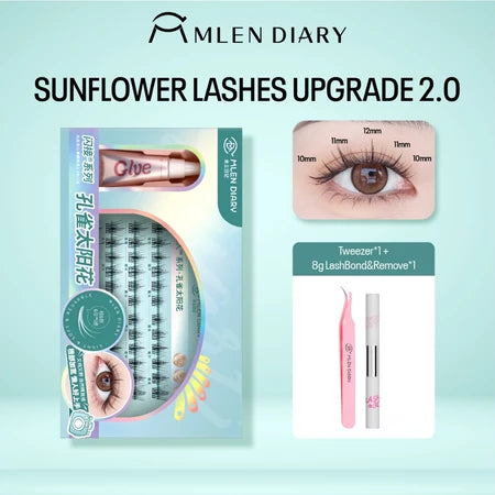 MLEN DIARY Blue Sunflower Eyelashes bulu mata palsu + lem