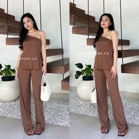 Joji One Set Tanktop Celana Panjang Setelan Rib Knit Premium Wanita