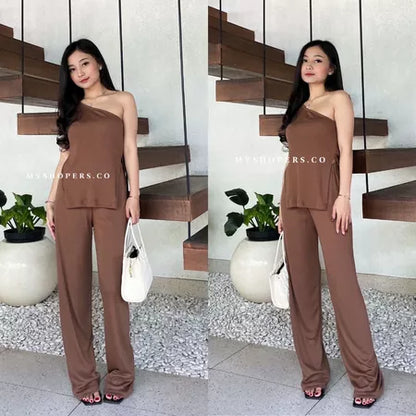 Joji One Set Tanktop Celana Panjang Setelan Rib Knit Premium Wanita
