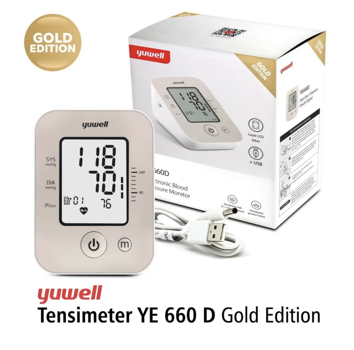 ￼Tensimeter digital yuwell 660 D Gold Edition With USB