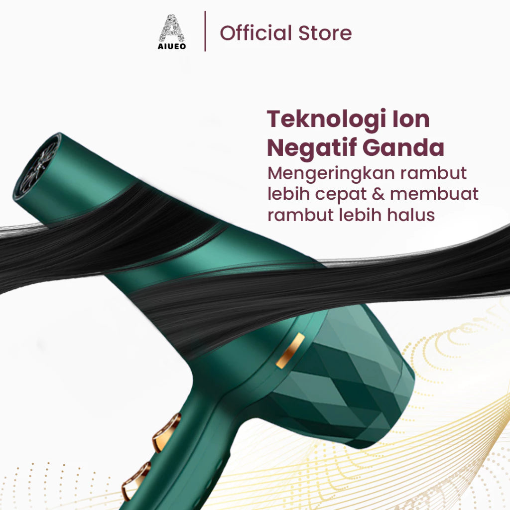 AIUEO Hairdryer Carmila Pengering Rambut Salon Profesional Daya Rendah - Warna Hijau