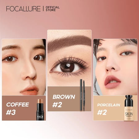 [Hot Bundle]FOCALLURE Makeup Set 3/5/7PCS Bundle Lip tint Eyeshadow Foundation Eyeliner Blush Powder Mascara