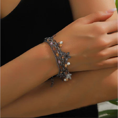 14 model Rantai Pesona Kristal Berwarna Gelang manik Multi-lapis Wanita Buatan Tangan Emas