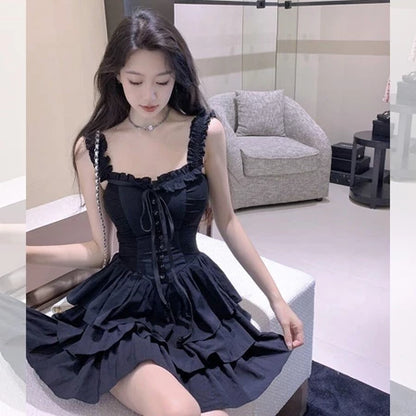 YIMITA summer korean style red long sleeve dress for woman mini formal elegant birthday party christmas dress for teens Lengan panjang