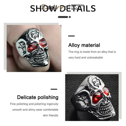 Sadyye Cincin Titanium Bentuk Tren Mode Rubi Bertahtakan Batu Vintage Pria Cincin Hip-Hop Aksesoris