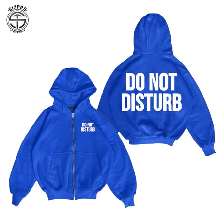 SIXPRO - Jaket Sweater Hoodie Boxy Zipper Do Not Disturb Black Self Control Unisex Oversize