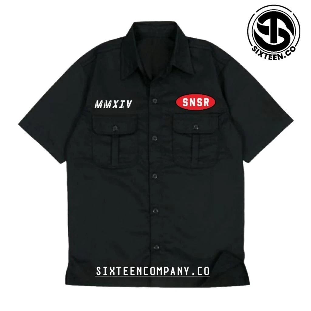 SIXPRO - Kemeja Pria Workshirt Sensor System Kemeja Casual Lengan Pendek Full Bordir Original
