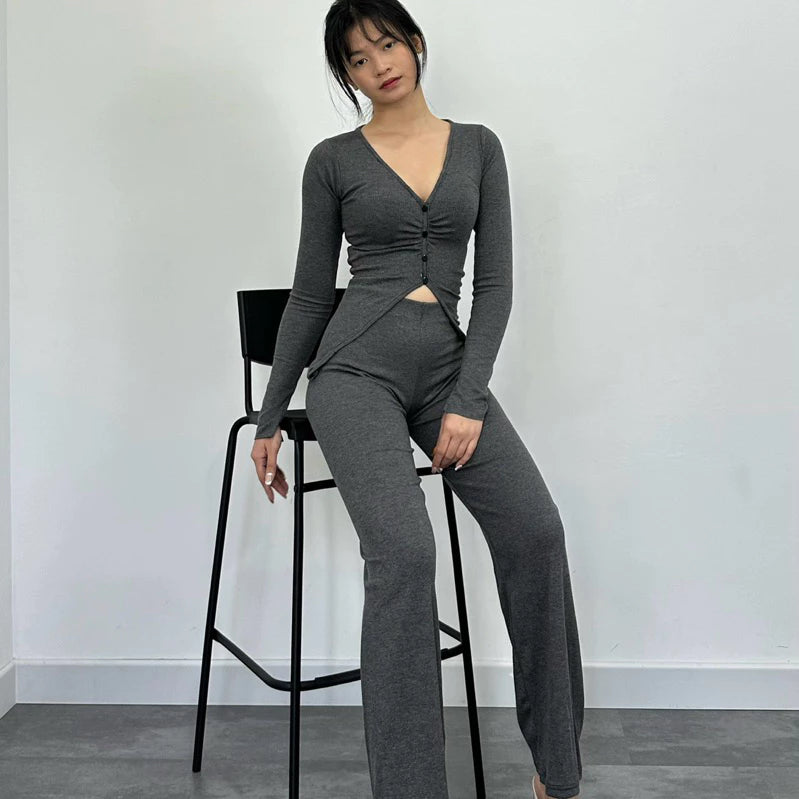 [ELEVENBASIC] HANNA KNIT SET | ONE SET LONG SLEEVE | SETELAN WANITA LENGAN PANJANG ROK & CELANA RAJUT