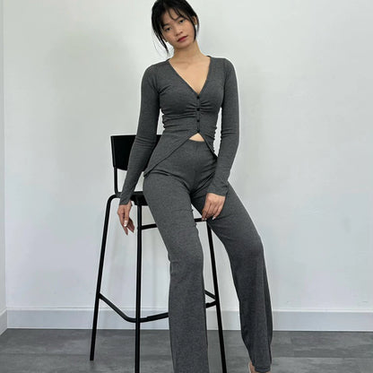 [ELEVENBASIC] HANNA KNIT SET | ONE SET LONG SLEEVE | SETELAN WANITA LENGAN PANJANG ROK & CELANA RAJUT