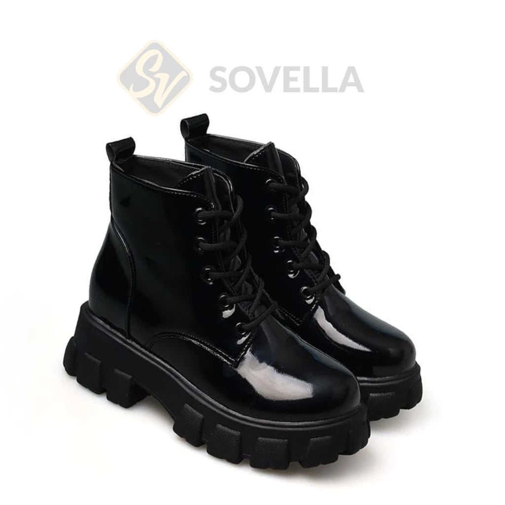 SOVELLA Thalia Sepatu Boots Kerja Wanita Hitam Putih