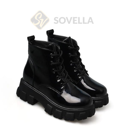 SOVELLA Thalia Sepatu Boots Kerja Wanita Hitam Putih