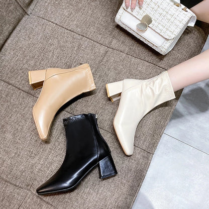Boots Kulit Wanita Modern Fashion Casual Korean Style Terbaru - 0306