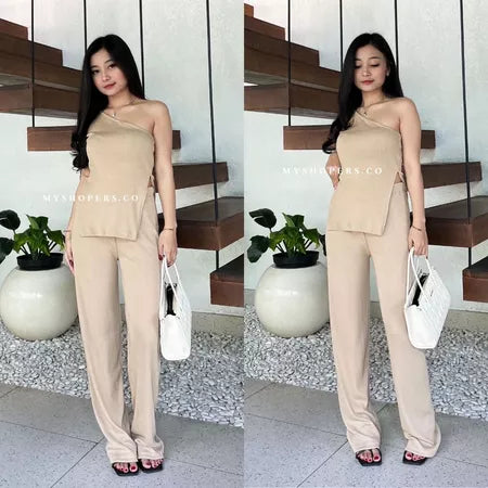 Joji One Set Tanktop Celana Panjang Setelan Rib Knit Premium Wanita