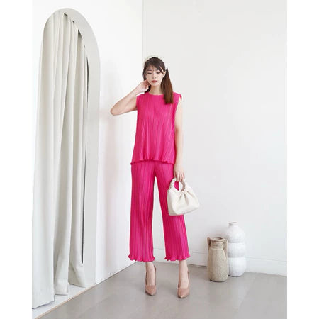 One Set Plisket / Setelan Plisket / Oneset Tanktop Kulot Plisket / Atasan Plisket / Kulot Plisket