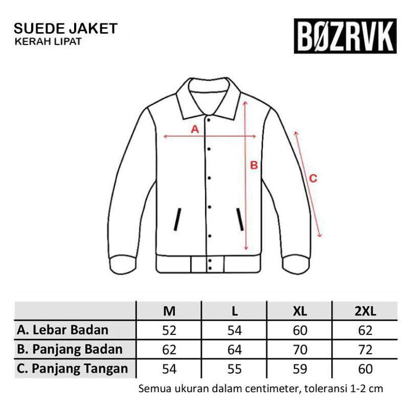 BOZRVK Suede Jaket Pria Kasual Black Snap Button