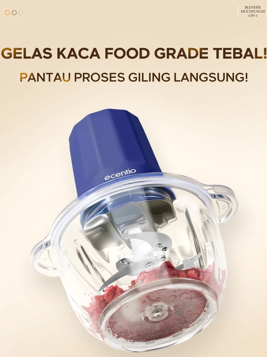 ecentio penggiling daging blender 2L chopper daging dan bumbu 6 Pisau blender mpasi bayi peralatan dapur chopper choper blender bumbu