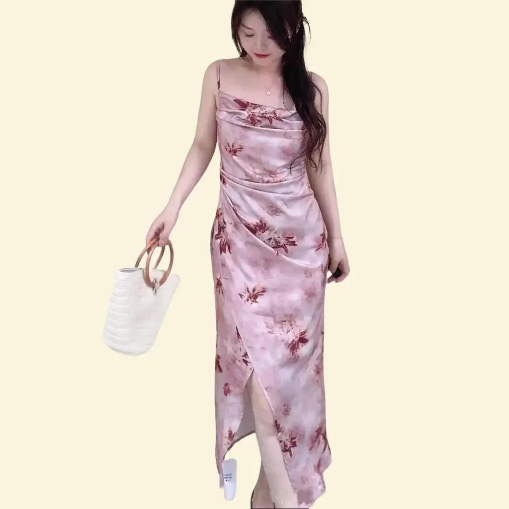 YIMITA baju sexy party dress bodycon midi orange lengan pendek wanita korean style pantai dress terbaru 2026 import